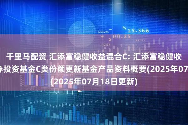 千里马配资 汇添富稳健收益混合C: 汇添富稳健收益混合型证券投资基金C类份额更新基金产品资料概要(2025年07月18日更新)